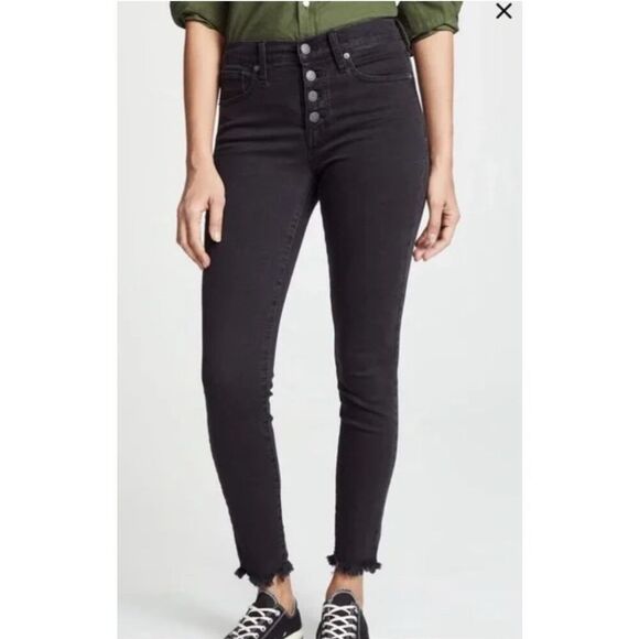 Madewell 9” Mid-Rise Skinny Charcoal Black Gray Size 25 Button Fly - Picture 1 of 5